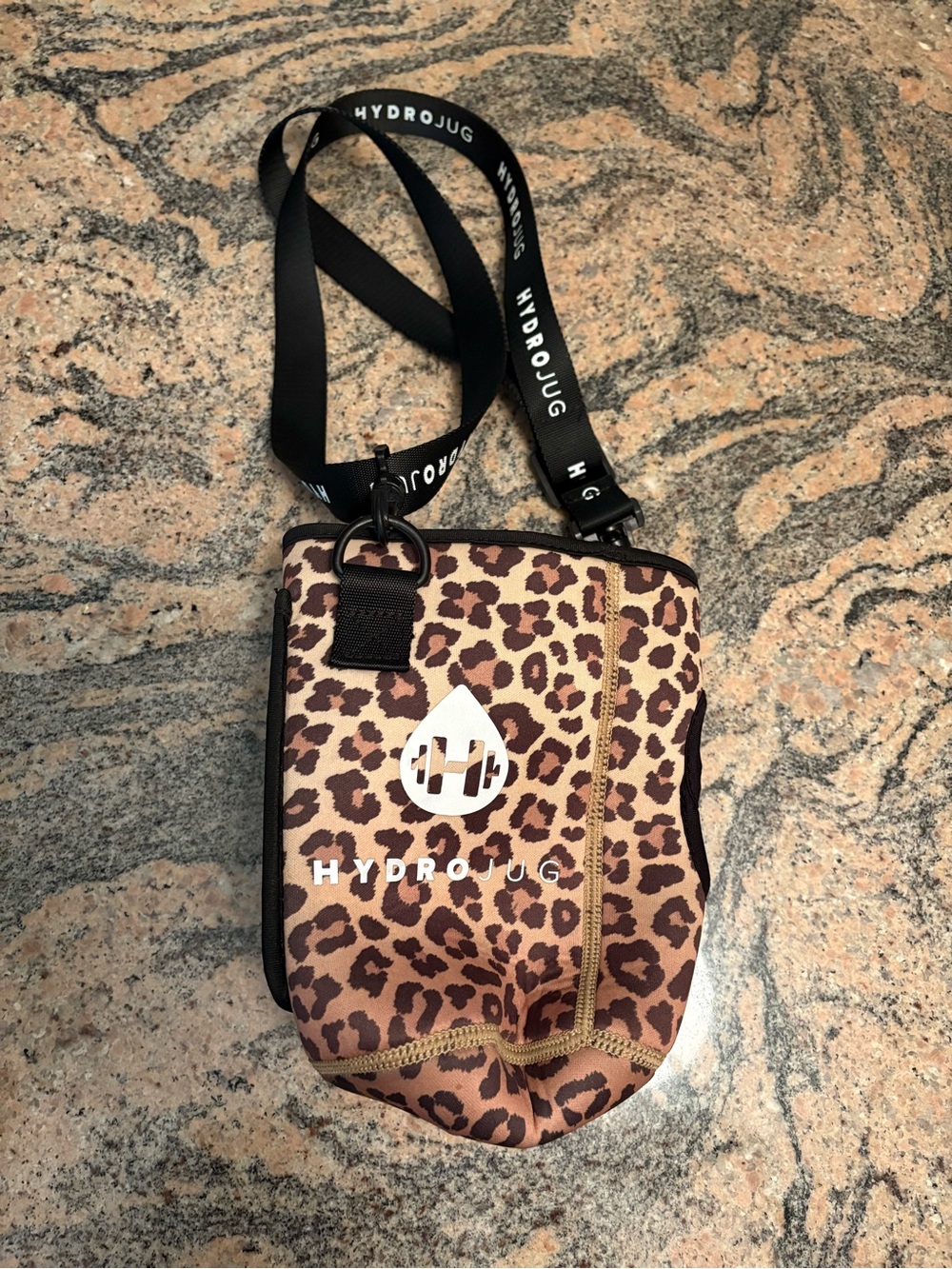 HydroJug Neoprene Leopard Print Water Bottle Sleeve with Strap and Pocket